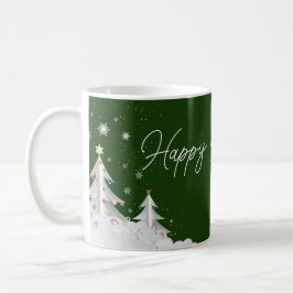 Happy Christmas – Festive Holiday Green Mug コーヒーマグカップ