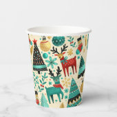 Happy Christmas – Festive Trees & Reindeer 紙コップ (裏面)