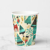 Happy Christmas – Festive Trees & Reindeer 紙コップ (右)