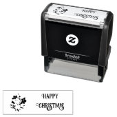 Happy Christmas Floral Rubber Stamp セルフインキングスタンプ (インサイチュ)