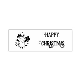 Happy Christmas Floral Rubber Stamp セルフインキングスタンプ
