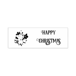 Happy Christmas Floral Rubber Stamp セルフインキングスタンプ