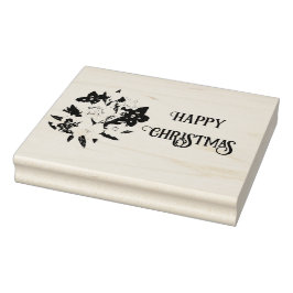 Happy Christmas Floral Rubber Stamp ラバースタンプ