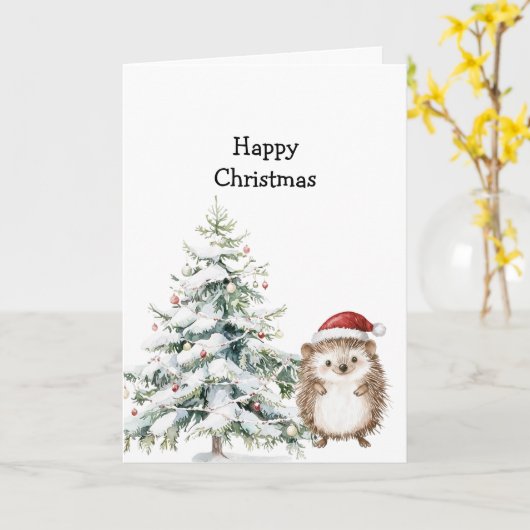 Happy Christmas Hedgehog カード (黄色い花)