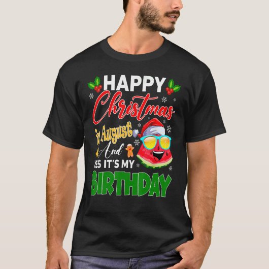 Happy Christmas In 威厳がある & Christmas It's My誕生日W Tシャツ (正面)