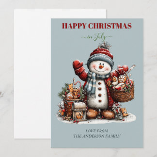 Happy Christmas in July Snowman Greeting Card シーズンカード