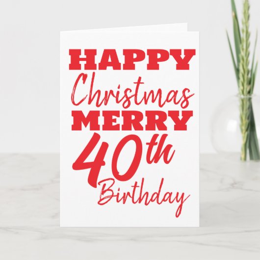Happy Christmas Merry 40th Birthday Colorful Card サンキューカード (正面)