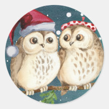HAPPY CHRISTMAS OWLクラシック CIRALステッカー