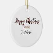 Happy Christmas peach black year name details holi セラミックオーナメント (右)