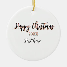 Happy Christmas peach black year name details holi セラミックオーナメント