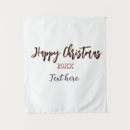 Happy Christmas peach black year name details holi タペストリー