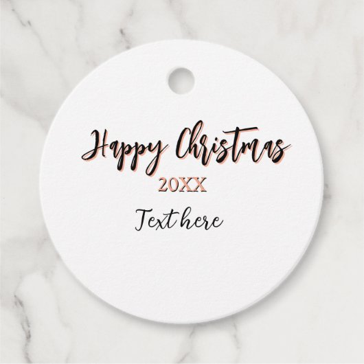 Happy Christmas peach black year name details holi フェイバータグ (正面)