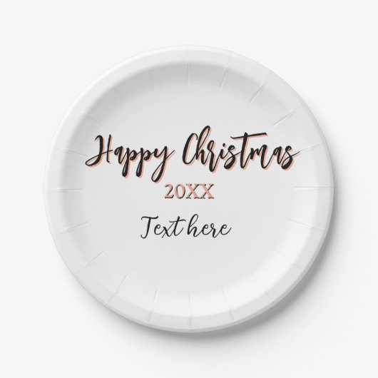 Happy Christmas peach black year name details holi ペーパープレート (正面)