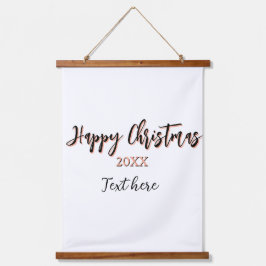 Happy Christmas peach black year name details holi 吊り下げ型タペストリー