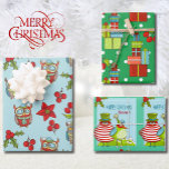 Happy Christmas Personalize Name 予測できな Bird 3 ラッピングペーパーシート<br><div class="desc">Happy Christmasパーソナライズ名予測できな鳥3ラッピング紙シート</div>