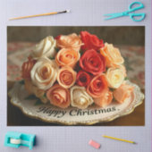 Happy Christmas Rose Flowers Bouquet Decoupage  薄葉紙 (クラフト)