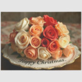 Happy Christmas Rose Flowers Bouquet Decoupage  薄葉紙 (正面)