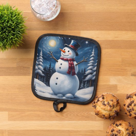 Happy christmas snowman 鍋敷き (トップダウン)