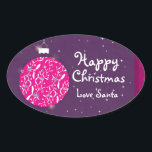 Happy Christmas sparkle bauble gift sticker 楕円形シール<br><div class="desc">グリッターツリー装飾スタイルステッカーあなたのギフトに追加する。デザインはサラ・トレット。</div>