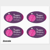 Happy Christmas sparkle bauble gift sticker 楕円形シール (シート)