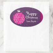 Happy Christmas sparkle bauble gift sticker 楕円形シール (バッグ)