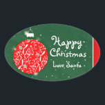 Happy Christmas sparkle bauble gift sticker green 楕円形シール<br><div class="desc">グリッターツリー装飾スタイルステッカーあなたのギフトに追加する。デザインはサラ・トレット。</div>