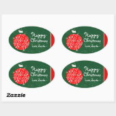 Happy Christmas sparkle bauble gift sticker green 楕円形シール (シート)