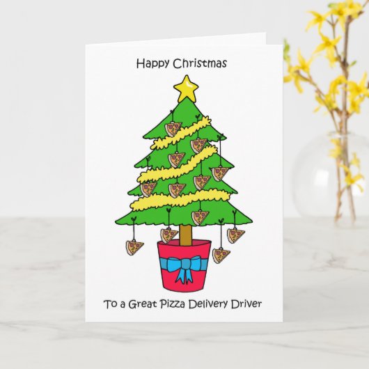 Happy Christmas to Pizza Delivery Driver カード (黄色い花)