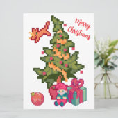 Happy Christmas tree, gnoom, pixelart, Pixel Art  カード (スタンド正面)