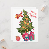Happy Christmas tree, gnoom, pixelart, Pixel Art  カード (正面/裏面インサイチュ)
