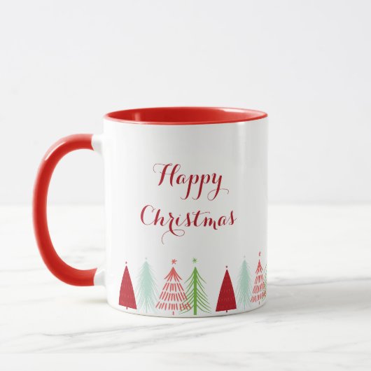 Happy Christmas Tree Row Mug マグカップ (左)