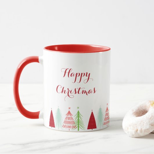 Happy Christmas Tree Row Mug マグカップ (ドーナツ)