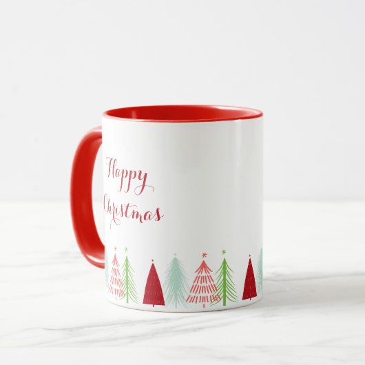 Happy Christmas Tree Row Mug マグカップ (正面左)