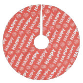 HAPPY Christmas Tree Skirt ブラッシュドポリエステルツリースカート (正面)