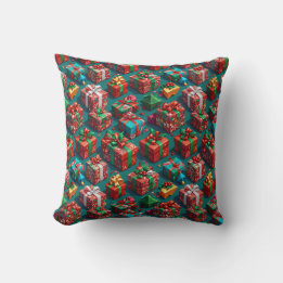 Happy Christmas wrapped gifts 10 - Throw Pillow クッション