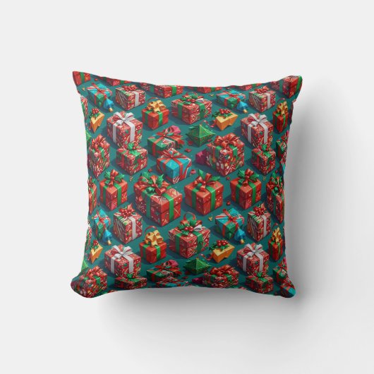 Happy Christmas wrapped gifts 10 - Throw Pillow クッション (正面)