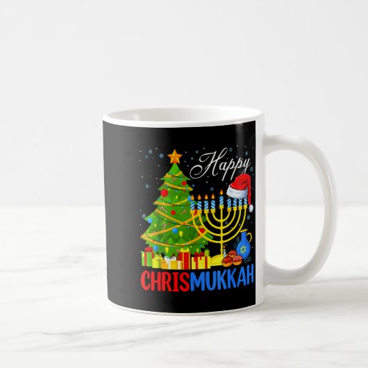 Happy Christmukkah Funny Hanukkah Christmas Happy  コーヒーマグカップ (右)
