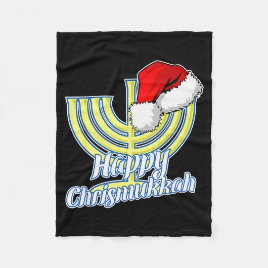 Happy Christmukkah Hanukkah Christmas フリースブランケット (正面)