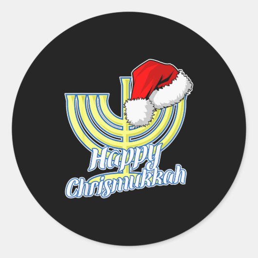 Happy Christmukkah Hanukkah Christmas  ラウンドシール (正面)