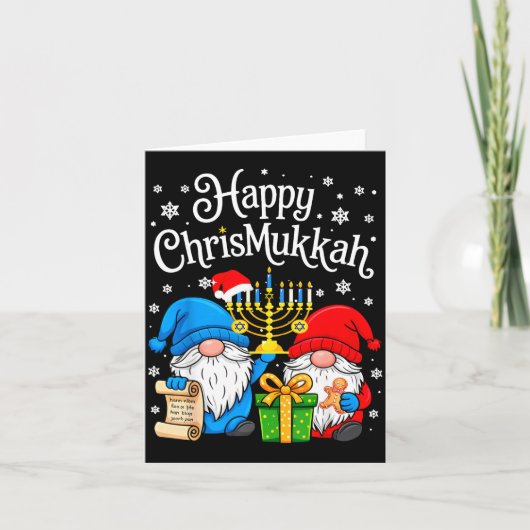 Happy Christmukkah Hanukkah Christmas Gnome Xmas F カード (正面)