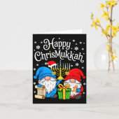 Happy Christmukkah Hanukkah Christmas Gnome Xmas F カード (黄色い花)