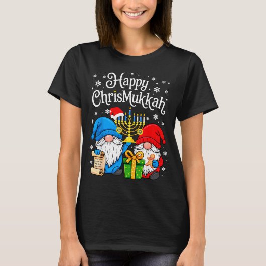 Happy Christmukkah Hanukkah Christmas Gnome Xmas F Tシャツ (正面)
