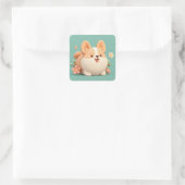 Happy Chubby Clay Corgi スクエアシール (バッグ)