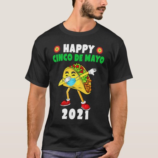 Happy Cinco De Mayo 2021 Cute Taco Wearing Mask Tシャツ (正面)