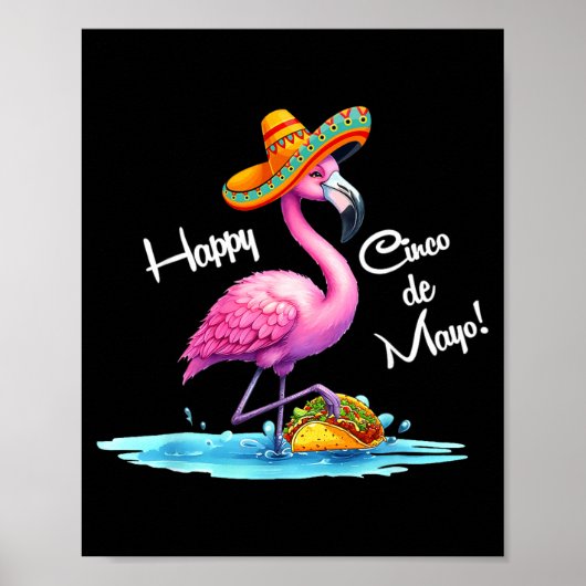 Happy cinco de mayo flamingo design with taco  ポスター (正面)