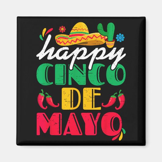 Happy cinco de mayo mexican sombrero margaritaHapp マグネット (正面)