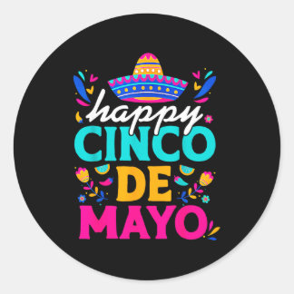 Happy cinco de mayo mexican sombrero margaritaHapp ラウンドシール