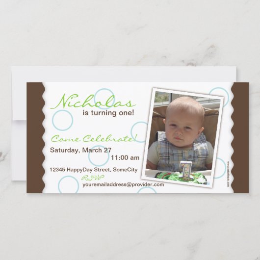 Happy Circleフォトカード：ブラウン&ブルー (正面)