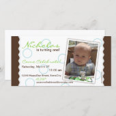 Happy Circleフォトカード：ブラウン&ブルー (正面/裏面)