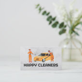 Happy Cleaners | 車を掃除する清掃員 名刺 (スタンド正面)